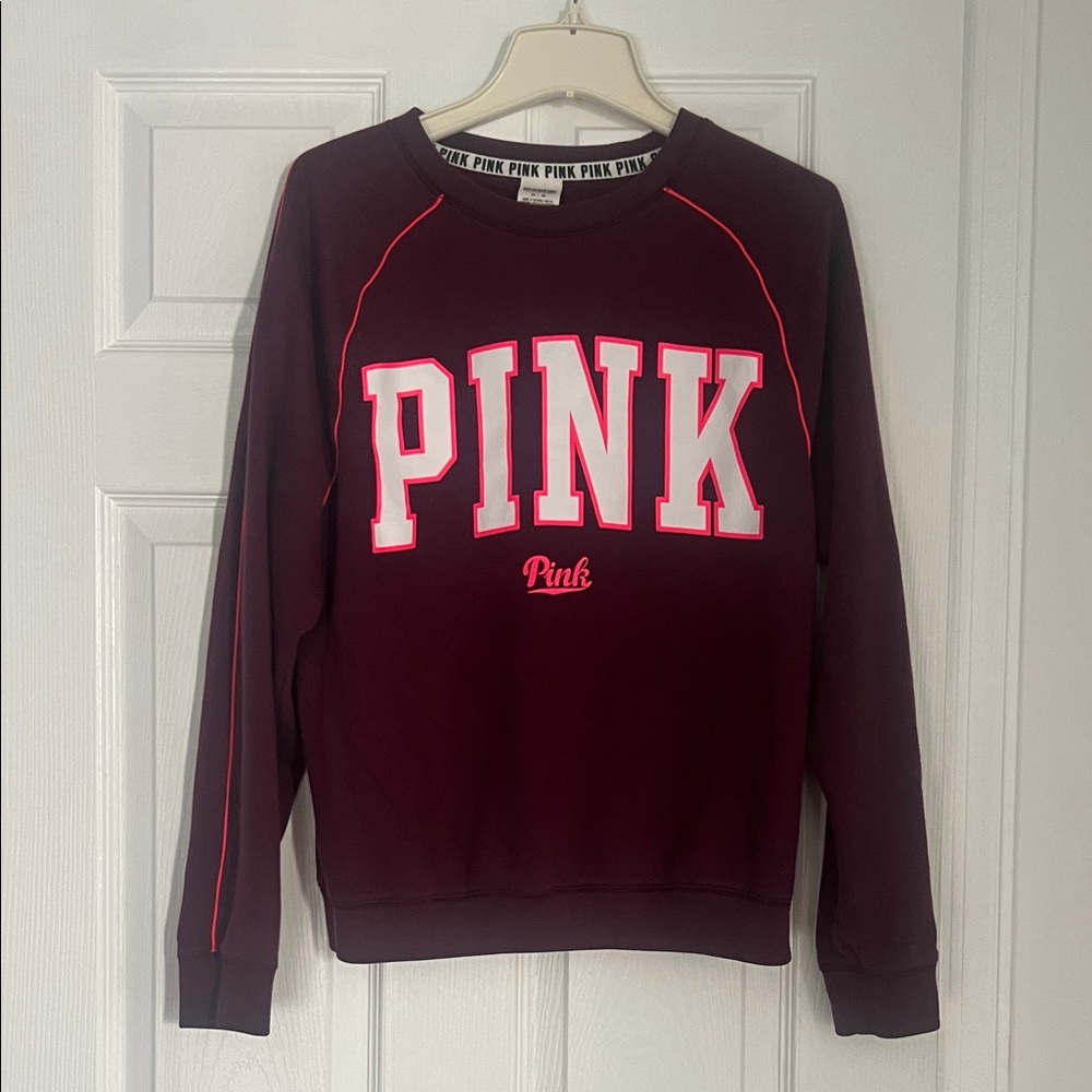 Victoria's Secret Maroon Sweatshirt with Pink Logo